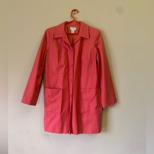 Ann Taylor’s Loft trench coat, size LP mid length, lined deep salmon color.